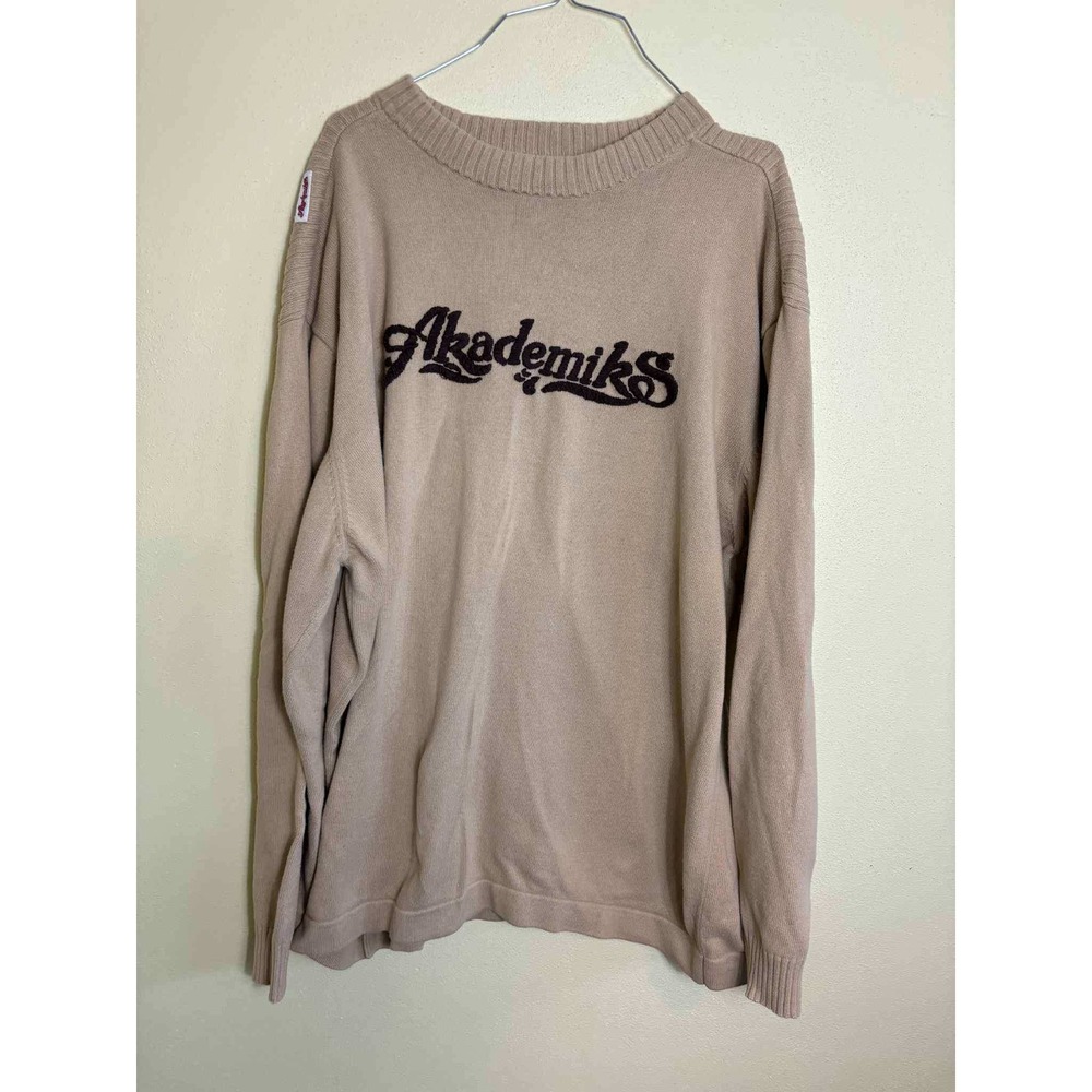 Y2k Akademiks Sweater Mens 3XL Crew Neck Long Sleeve Pullover Brown Knitwear 3XL
